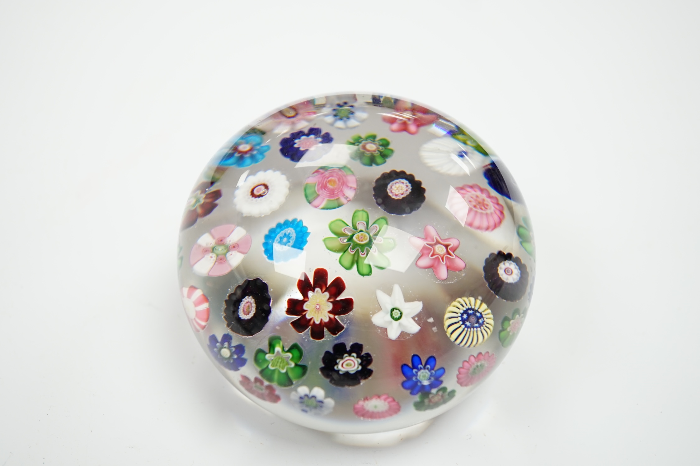 A Clichy glass roses paperweight, 8cm in diameter